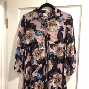 Cupio Flower Button Down Blouse